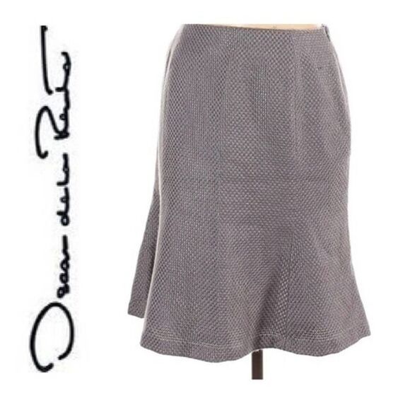 Oscar De La Renta Gray textured tweed High Waisted Trumpet Skirt size 6 - Picture 1 of 7